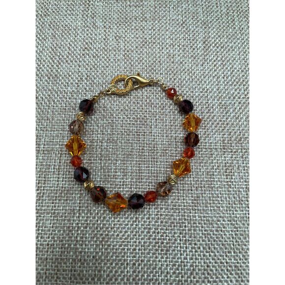 Swarovski And Czech Crystal Beaded Bracelet Goldtone - Picture 9 of 9